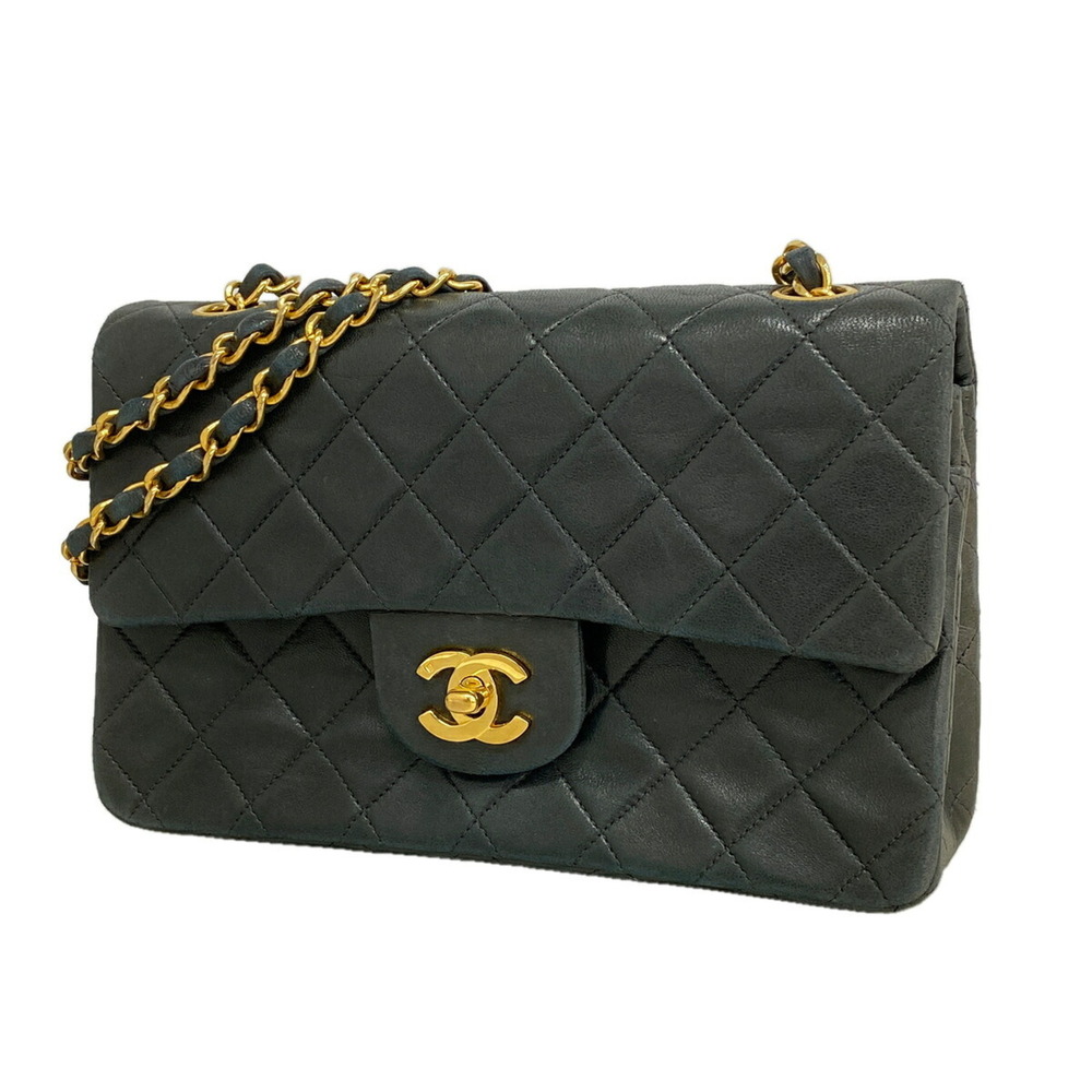 Chanel Matelassé Shoulder Bag, Double Flap, Chain, Lambskin, Black, Women's